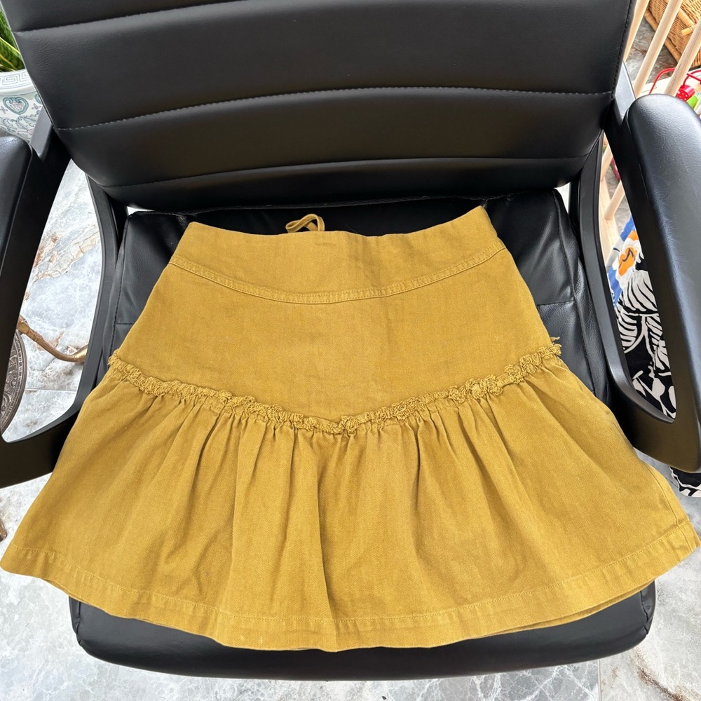 Free People Mustard Ruffle Mini Skirt